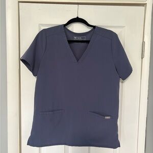 Figs Matching Scrub Top and Pants Set - Gray/Blue